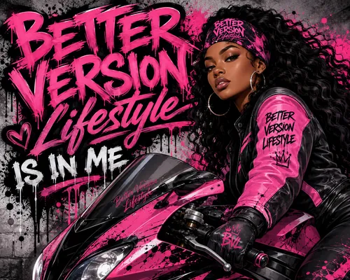 Better Version Lifestyle Is In Me (Biker, Wide) graphic design by Coach Gizmo